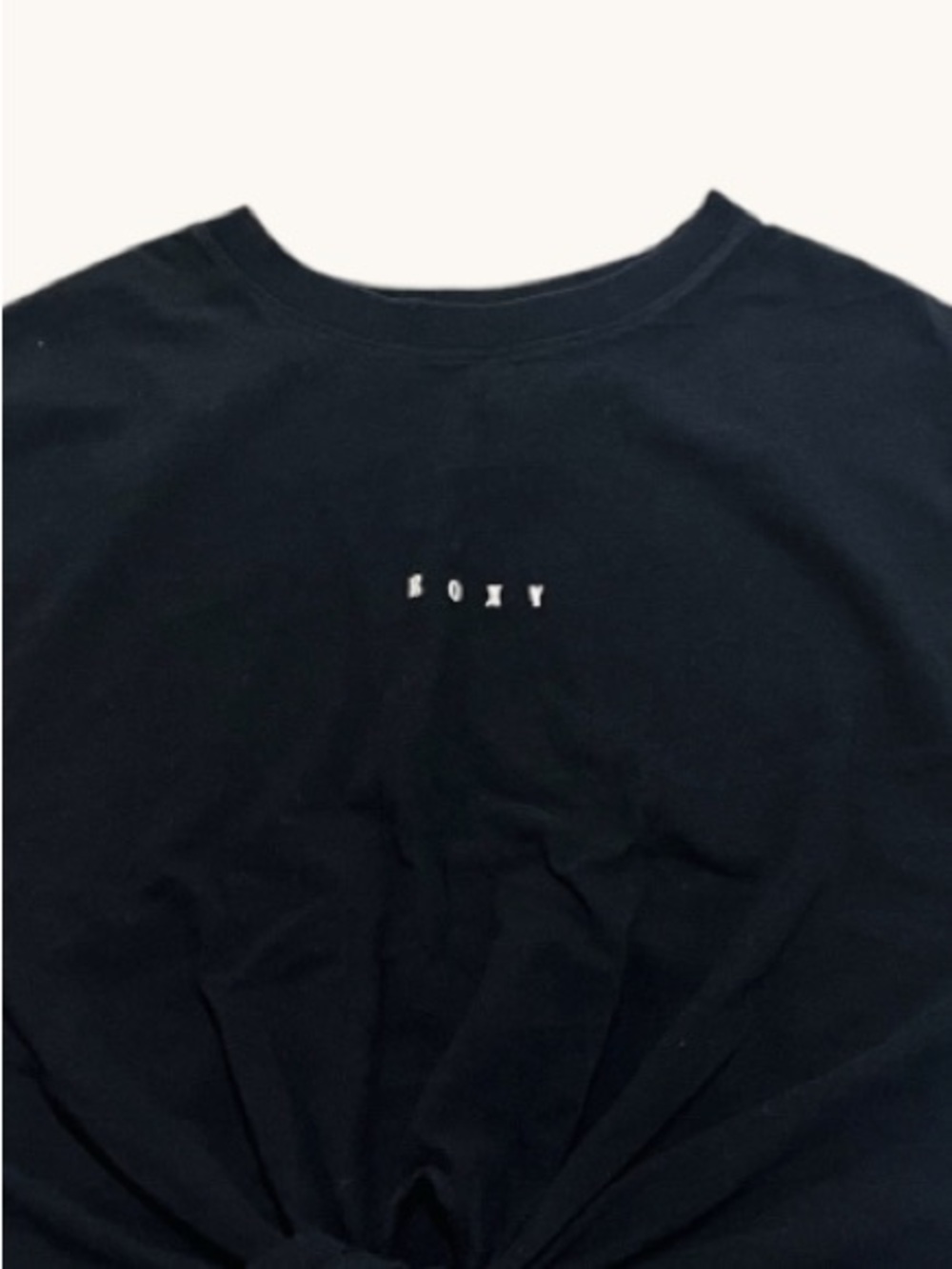 ROXY Knot-Front Logo Crop Tee SMALL Black - Picture 4 of 7
